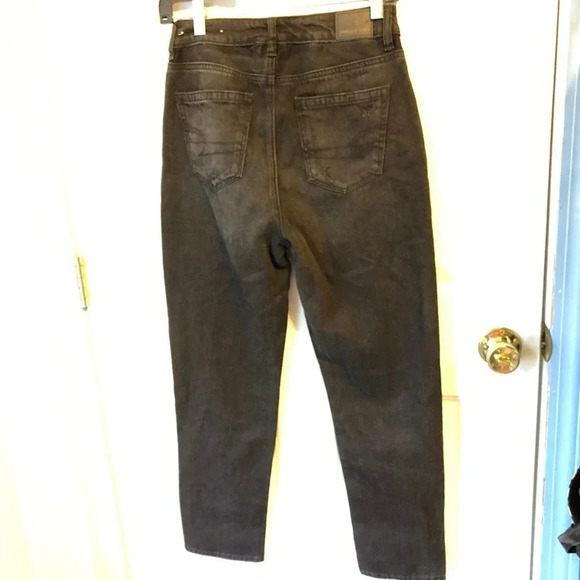 American Eagle Y2k Comfort Stretch Waistband Black Jeans Women 0 Short Pockets - Picture 2 of 8